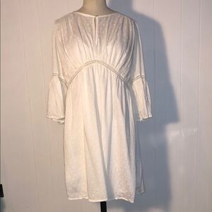 Lucky Brand Cream Sundress with Bell Sleeves and Crew Neck